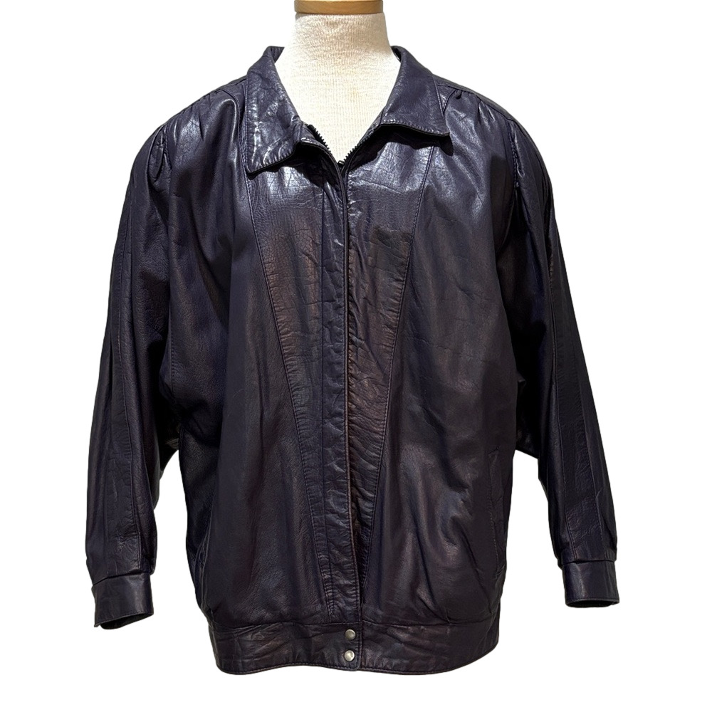 Vintage sz M purple leather 80/90s jacket